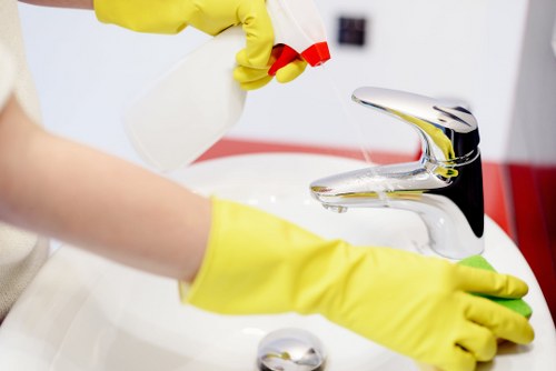 Evening office cleaning in a London business building