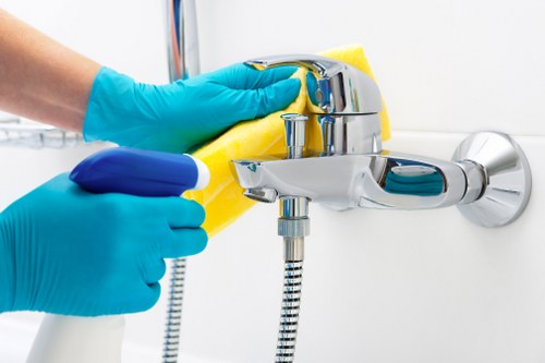Routine home cleaning in a London townhouse living room