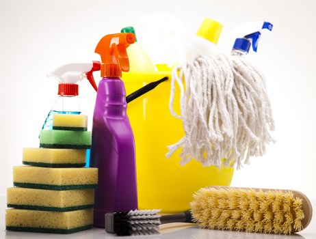 Domestic cleaning team preparing a London flat for service